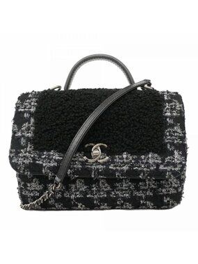 Chanel Handbag Black Gray Silver 2-Way Bag